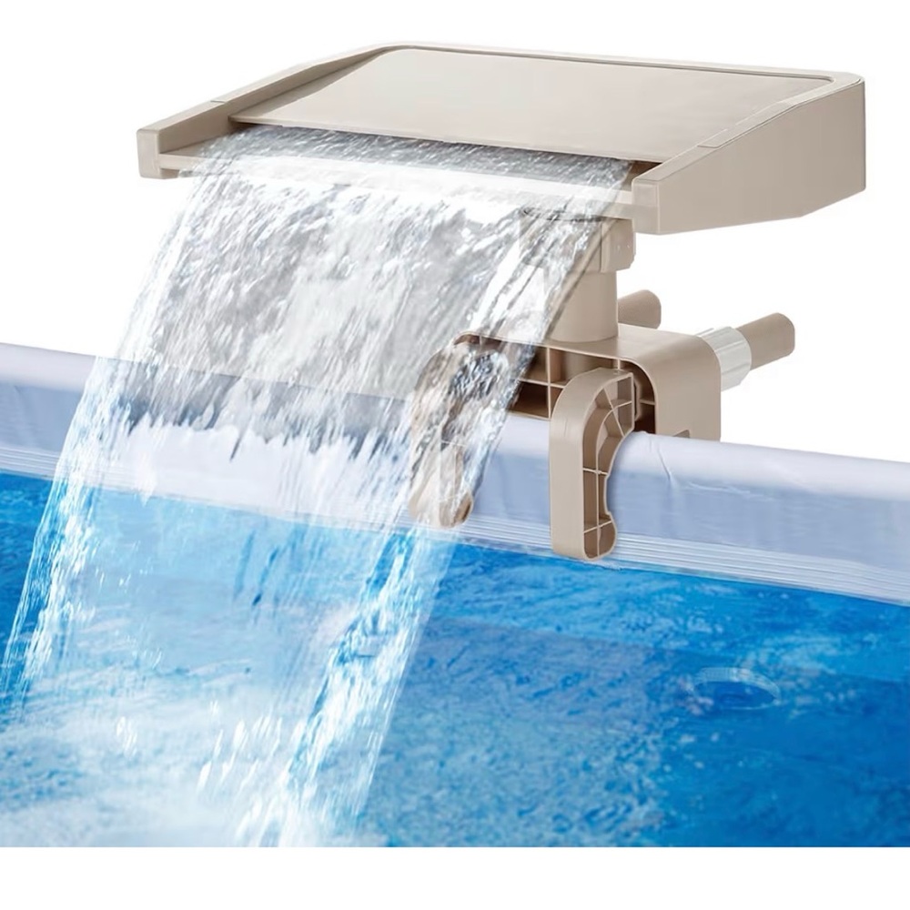 Elegant Beige Pool Waterfall Feature